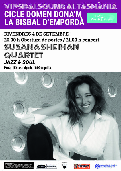 SUSANA SHEIMAN QUARTET. JAZZ & SOUL. CICLE DOMEN DONA’M en LA BISBAL D’EMPORDÀ